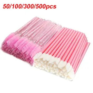 50/100/300/500pcs ابرو Eyelash Brushes Eyelash Spoolies Mascara Wands Applicator برای ابزار آرایش اکستنشن مژه LAUKISS