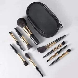 Makeup Brush Sets 9pcs Minimalist Portable With Storage Bag Portable Cosmetic Brushes For Making Up Supply