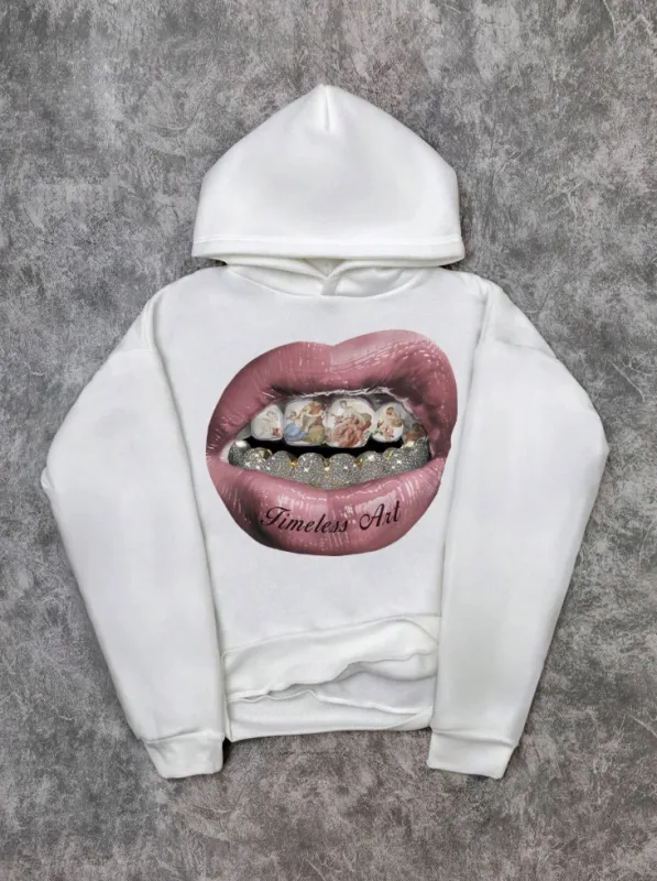 Sweat à capuche pour hommes, décontracté, imprimé lèvres roses, rétro, confortable, décontracté, de haute qualité