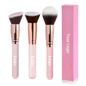 Gratis Label Pribadi Kuas Rias Foundation Loose Powder Concealer Blending Brush Pink Alat Rias Kecantikan Grosir Massal 10pcs