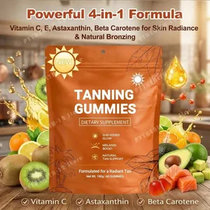 Gummies abbronzanti per donne Supporto abbronzante senza sole Supporto vegano senza zucchero Non OGM Astaxantina e licopene 60 conteggi