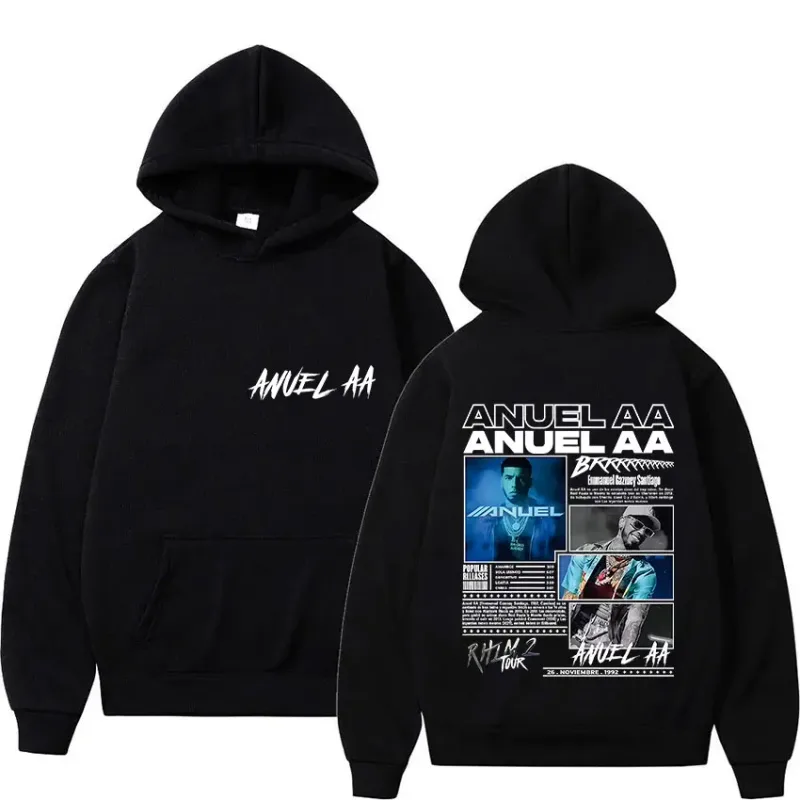 رپر Anuel AA Rhlm 2 Album 2025 Merch Hoody لباس مردانه راک هیپ هاپ سوئیشرت بزرگ زمستانی آستین بلند آستین بلند