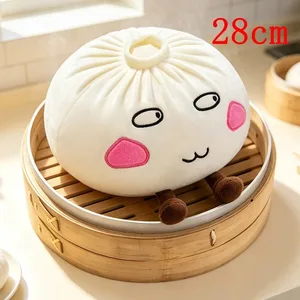 Cuscino in peluche con panino al vapore Kawaii, cartone animato Baozi, peluche con gambe, morbido cuscino a forma di cibo, decorazioni divertenti, regalo di compleanno per ragazze