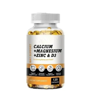 Calci Magnesi Zinc amb Vitamina D3 Càpsules toves 120 recomptes Suport nutricional diari fàcil d'empassar per a homes i dones per a adults