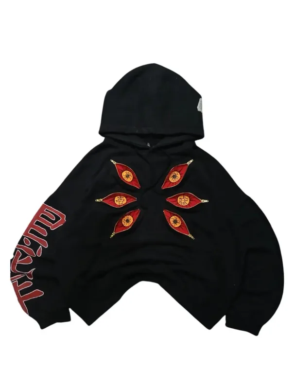 Punk seis olhos kokushibo multi zíper hoodies design legal moletom y2k streetwear oversized casual moda casais anime moletom com capuz