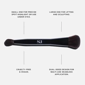 Dvojitý štětec na měkké syntetické vlasy Dvoustranný štětec na make-up pro Slip Tint Concealer Glow Sculpt a Dew Blush