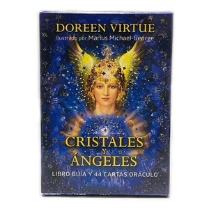 Crystals Angel Oracle Cards 44 Deck 10.4*7.4cm Spanish Version Fate Divination Tarot Board Game Cristales Ángeles