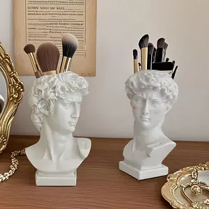 Creative Statue Of David Shape Brush Pot Desktop Ornaments Storage Box Household Makeup Brushes Organizer