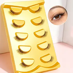 Natural olho de gato metade cílios postiços 5 pares banda clara macio falso vison cílios fofos curtos cílios reutilizáveis ​​maquiagem lash extensão