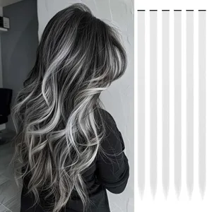 6 pçs extensões de clipe sintético 24 Polegada extensões de cabelo colorido destaques festa longo em linha reta hairpieces para mulheres crianças menina