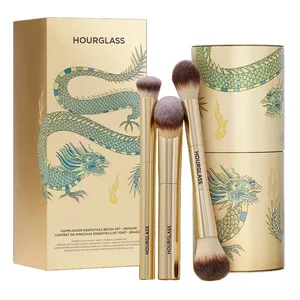 3 stk/sett Timeglass Makeup børster Powder Foundation Blush Concealer Makeup børste med Dragon kosmetikkbøtte Oppbevaringsboks