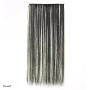 Extensions de cabell amb clip d'ús diari 5 clips d'una peça de volum instantani cabell sintètic llarg i llis Color marró ros per a dones