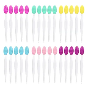 Engros 4 stk New Fashion Design Næse Dobbeltsidet Værktøj Silikone Lip Scrub Exfoliator Børste Make Up Børster Makeup Børste Sæt