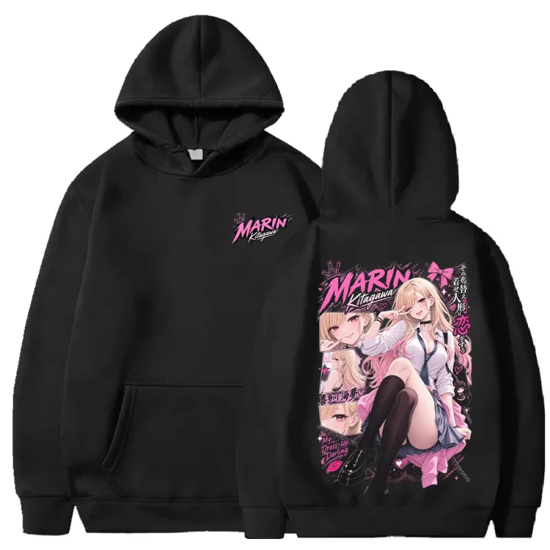 Trendiga Anime Marin My‑Dress‑Up Darling Hoodies Harajuku Streetwear Långärmad Casual Fleece Huvtröja Herr Dam Kläder