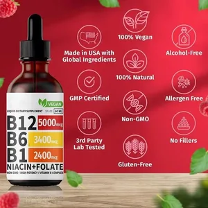 Vitamina B6 Gotes Complex B12 B1 Suplement líquid de folat Suport al sistema digestiu Gotes líquides Gota líquida de triple absorció