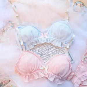 Japanske BH-trusser Sæt Lolita Kvinder Push Up BH Mode Bomuld Undertøj Flæser Blondetrusser Kvinde Sexet Lingeri Sæt