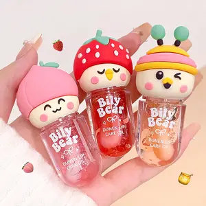 Olio per labbra gelatina di miele e pesca con lucidalabbra idratante lucido alla fragola Lucidalabbra cosmetico a specchio impermeabile a lunga durata