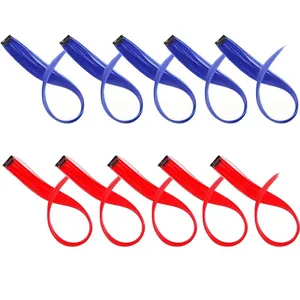10 unidades/pacote sintético colorido festa destaques clipe em extensões de cabelo para meninas omber cores longas retas postiços