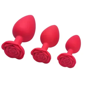 Gül Çiçek Silikon Anal Boncuk Butt Plug Seti Küçük Orta Büyük Anal Plug Takı Anal Eğitmen Yapay Penis Anüs Seks Oyuncak Erkek Kadın Eşcinsel