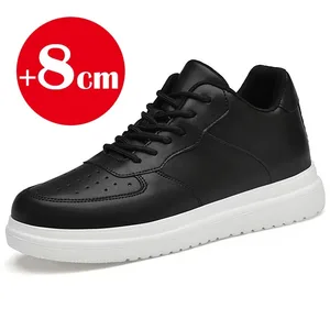 2026 Kasut Menambah Ketinggian Baharu untuk Lelaki Kasut Lif Halimunan 8cm Sukan Kulit Putih Zapatillas De Hombre Saiz Besar 46