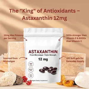 Triple Strength Astaxanthin 12mg - Bổ sung chất chống oxy hóa Astaxanthin tự nhiên Không biến đổi gen đã được xác minh & Không chứa gluten - 120 viên mềm