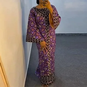 Abito da festa bohémien Abito elegante da donna con stampa Abito estivo a maniche lunghe con maniche lunghe Maxi Abiti oversize con o-collo Abito Femme