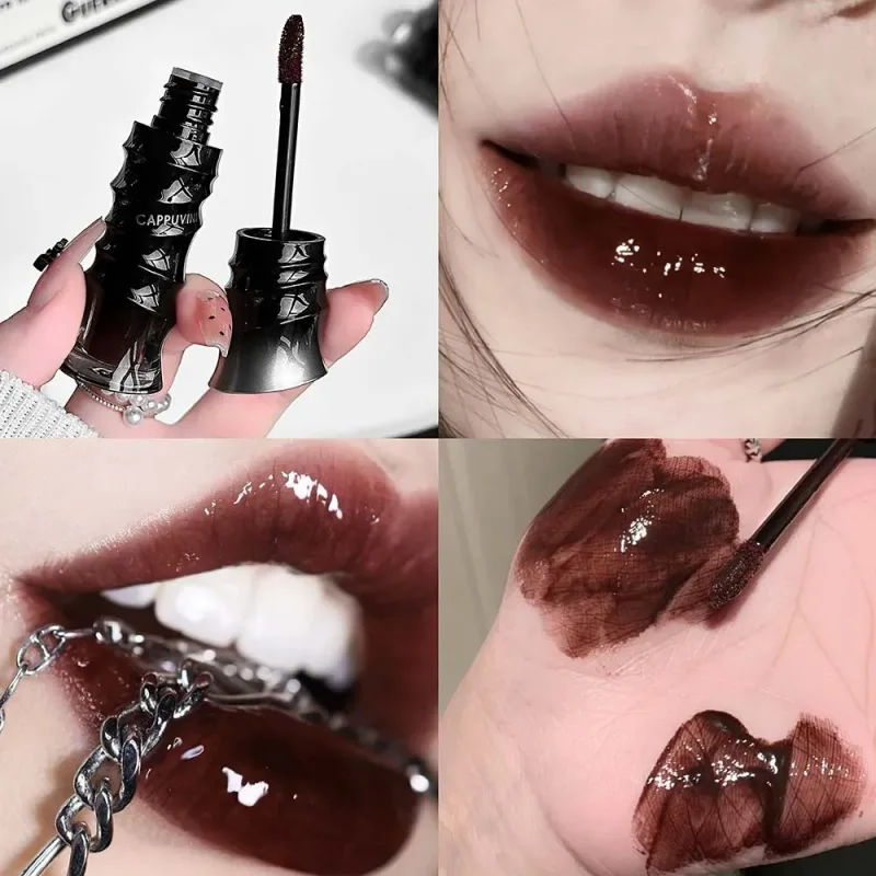 Crystal Punk Κόκκινο-Καφέ γυαλιστερό Lip Stain Mirror Lip Glaze Sheer Nude Glitter Lip Tint Watery Shine Plumping Makeup Cosmetics