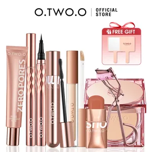 O.TWO.O 8-teiliges Komplett-Make-up-Set inklusive Eyeliner, Lippenstift, Rouge, Gesichtsfestigungspulver, Wimperntusche, Wimpernzange, Sonnenschutz, Kosmetik
