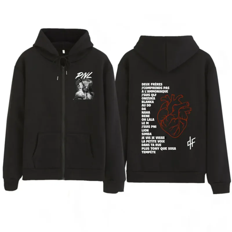 Rapper PLK Grafisk lynlås Hættetrøjer Herre Dametøj Mode Hip Hop Harajuku Oversized Zip Up Hoodie Sweatshirts Funny Wears