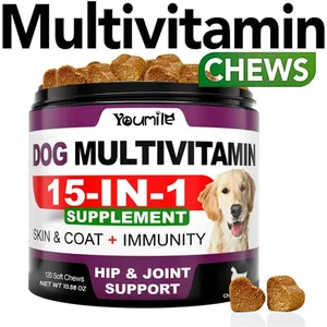 Multivitamin-Ergänzungsmittel für Senioren und Welpen mit mehreren Vitaminen, Kausnacks mit Hühnergeschmack für die Gelenkimmunität, Mobilität, Energie, Darm und Haut von Haustieren