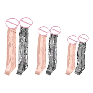 Stor penisforlengelseshylse Gjenbrukbar myk og strekkbar forsinket utløsning Kondomer Mann Dildo Extender Mann Sexleketøy