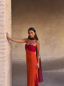 Abito estivo da donna in nastro senza spalline in tinta unita Abito sexy senza maniche senza schienale a vita alta Slim Maxi Abiti 2026 Lady Vacation Outfit