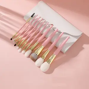 10st rosa sminkborstar Ögonskuggsborste Blush Liquid Foundation BB Cream Borstar Gethår ​​Sminkborstar Väska Kosmetiska verktyg