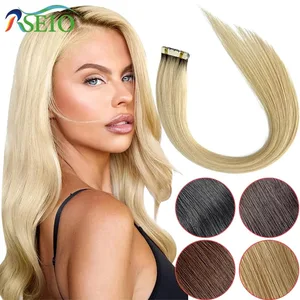 Mini nastro nelle estensioni dei capelli umani Estensione dei capelli naturali reali 16 "-26" Nastro invisibile biondo marrone nero dritto per il salone