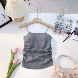 Crop decupat pentru femei, căptușit cu lână moale, fără mâneci, îmbrăcăminte de bază, corset, haine tinere pentru femei