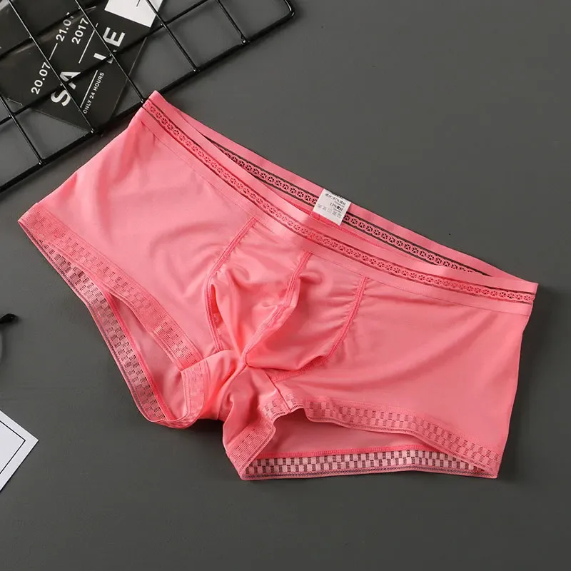Hot Selling Ijs Zijde Heren Ondergoed Naadloze Transparante Boxershorts Ultradunne Ademende Comfortabele Slipje Onderbroek