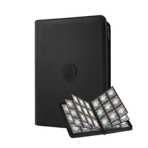 Classeur de cartes à collectionner à 9 poches, housse en PU, fermeture éclair, Album de Collection robuste à 360 degrés, support de dossier de cartes à chargement latéral pour cartes de jeu