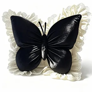 Hjemmeinnredning Fløyel Butterfly Pute Blonder Trim Bue Pute Myk Ny Bue Pute Soverom