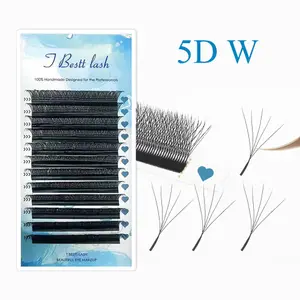 Tbestt 5D-W Shaped Eyelash Extension Premade Volume Fans Clover W Style Lashes False Mink Soft Easy Finging Eyelash