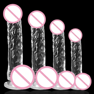 Vibrador macio realista para mulheres iniciante pênis transparente com ventosa forte jogo mãos-livres para masturbador sexual adulto