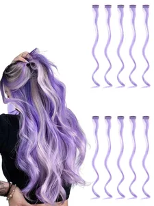 Clip coloré dans les Extensions de cheveux 10PS Extension colorée ondulée bouclée pour filles femmes points forts de fête pince synthétique dans le postiche