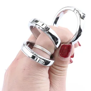 Anello per pene in acciaio inossidabile Anelli per pene in metallo Castità maschile regolabile Dick Delay Extender Scroto Giocattoli del sesso per gli uomini Exercisr