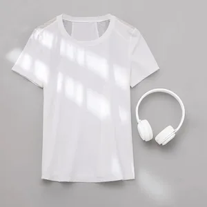 Snabbtorkande sport-t-shirt dam Löspassform löparskjortor Kortärmad t-shirt Andas gym sommar teknisk t-shirt Sport