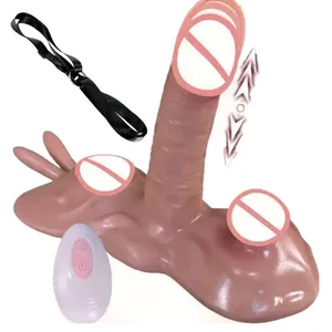 Mainan Seks Menyumbat Dildo Vibrator Tali Boleh Laras Pada Alat Kawalan Jauh Pengurut Bergetar G spot Dubur Perangsang Faraj Mainan Seks