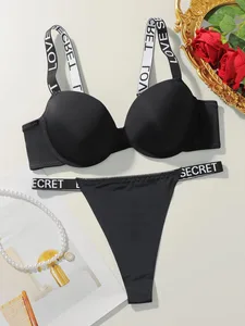 Viomisha – ensemble de Lingerie 2 pièces pour femmes, soutien-gorge Push Up à armatures, sous-vêtements solides, sangle en tricot confortable, populaire et Sexy