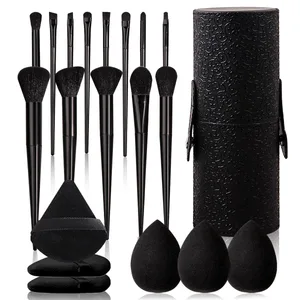 ชุดเครื่องมือแต่งหน้าสีดำ 20 ชิ้น: แปรงแต่งหน้า 13 ชิ้น + ไข่งาม 3 ชิ้น + พัฟแป้ง 3 ชิ้น + ถังเก็บ 1 ชิ้น