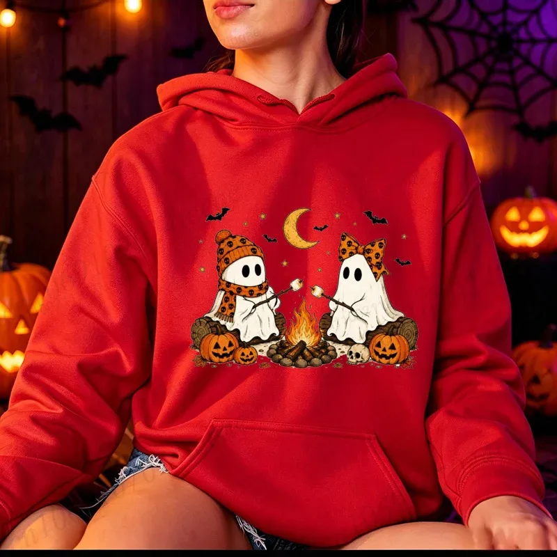 ฮาโลวีน-น่ารัก-Ghost-Camping-ฤดูใบไม้ร่วงผู้ชายผู้หญิงHoodiesเสื้อวินเทจฤดูใบไม้ร่วงฟักทองHooded Hoodies Spooky Season sportwears