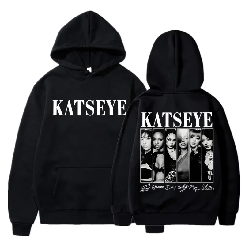 제한된 Kpop Katseye 인쇄 후드 빈티지 유행 남성 여성 Y2k Hoody 운동복 양털 대형 Tracksuit streetwear 팬 선물