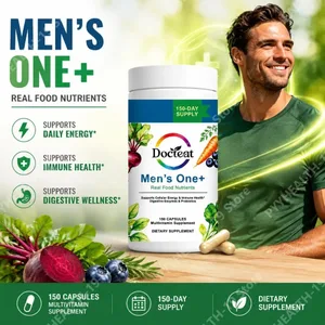 Docteat Men's One+ Real Food Nutrients Capsule cu vitamine și minerale pentru energie, susținere imunitară și digestivă Bărbați 150 capsule