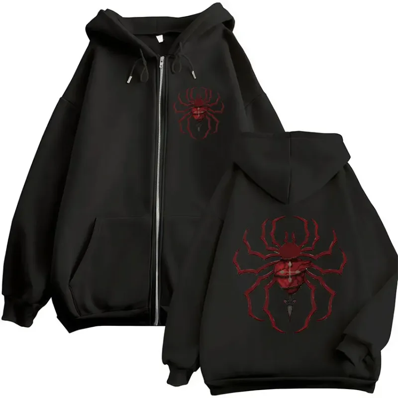 Anime Hunter X Hunter Phantom Troupe Spider Logo Hanorace cu fermoar pentru bărbați Hanorace cu glugă cu mâneci lungi Pulovere Jachete